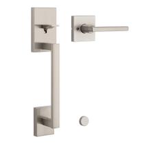 Conjunto de maçanetas para portas dianteiras Kwikset San Clemente Satin Nickel