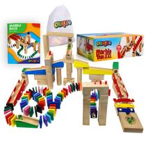 Conjunto de madeira Marble Run Calmado 200 unidades com bolsa para crianças de 3 anos ou mais