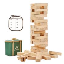 Conjunto de madeira Tumble Apudarmis 54 peças de madeira de pinho com dados e saco