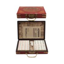 Conjunto De Mahjong Chinês Portátil Com 144 Peças E Caixa, Jogo De Tabuleiro De Mahjong Em Fibra