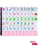 Conjunto de Mahjong HYZYey com 160 Peças Acrílicas Rosa Floral Conjunto de Mahjong HYZYey com 160 Peças Acrílicas Rosa Floral