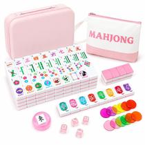 Conjunto de Mahjong KOLIN 160 Peças de Melamina Gravada Rosa