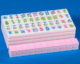 Conjunto de Mahjong QLKLIKEBF 166 Peças Rosa 3 x 2,3 x 1,3 cm Conjunto de Mahjong QLKLIKEBF 166 Peças Rosa 3 x 2,3 x 1,3 cm