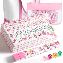 Conjunto de Mahjong Soulchen Laço Rosa 168 Peças + Bolsa Conjunto de Mahjong Soulchen Laço Rosa 168 Peças + Bolsa