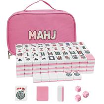 Conjunto de Mahjong YAQUHO com 166 Peças Rosa, 3 Dados e Bolsa de Transporte Conjunto de Mahjong YAQUHO com 166 Peças Rosa, 3 Dados e Bolsa de Transporte