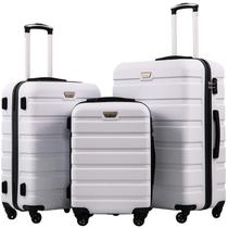 Conjunto de Mala Coolife 3 Peças Spinner com Cadeado TSA Branco