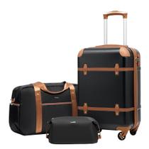 Conjunto de Mala de Viagem Coolife 3 Peças - PC Hardside com Trava TSA Conjunto de Mala de Viagem Coolife 3 Peças - PC Hardside com Trava TSA