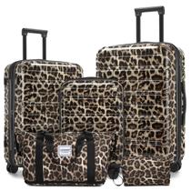 Conjunto de Mala LARVENDER 5 Peças com Estampa de Onça PC+ABS Conjunto de Mala LARVENDER 5 Peças com Estampa de Onça PC+ABS