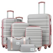 Conjunto de Mala Long Vacation 6 Peças ABS+PC Spinner com Cadeado TSA Conjunto de Mala Long Vacation 6 Peças ABS+PC Spinner com Cadeado TSA
