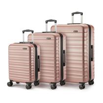 Conjunto de malas Amazon Basics Hardshell 3 peças em ouro rosa Conjunto de malas Amazon Basics Hardshell 3 peças em ouro rosa