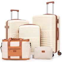 Conjunto de Malas Cobens 20" 24" 28" Spinner com Cadeado TSA Bege