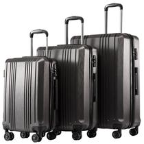 Conjunto de Malas Coolife 3 Peças PC+ABS com Fechadura TSA Cinza Conjunto de Malas Coolife 3 Peças PC+ABS com Fechadura TSA Cinza