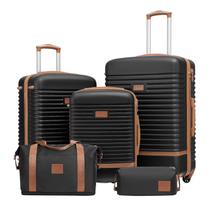 Conjunto de Malas Coolife 5 Peças com Cadeado TSA e Rodas Spinner Conjunto de Malas Coolife 5 Peças com Cadeado TSA e Rodas Spinner