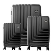 Conjunto de Malas de Viagem Expansível em ABS IKA Flex, Cadeado TSA Rodas Duplas 3Pcs P/M/G Preto