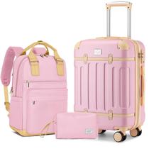Conjunto de Malas LARVENDER 3 Peças Expansível com Cadeado TSA Rosa
