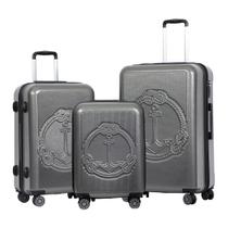 Conjunto De Malas Rígidas Spinner Cinza 3 Peças Ocean Biggdesign