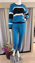 Conjunto de Malha com listras brancas e pretas Conjunto de Malha com listras brancas e pretas