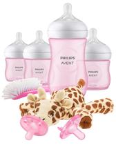 Conjunto de Mamadeiras Avent Natural Response Pink com Snuggle