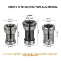 Conjunto De Mandril De 6mm, 6.35mm E 8mm Para Gravação, Acabamento, Router Elétrico, Moedor E Conjunto De Mandril De 6mm, 6.35mm E 8mm Para Gravação, Acabamento, Router Elétrico, Moedor E