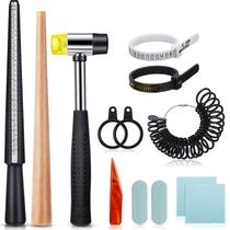 Conjunto de mandril Weewooday, 11 peças com medidor de tamanho de anel Conjunto de mandril Weewooday, 11 peças com medidor de tamanho de anel