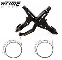 Conjunto de Manete Bike Mtb Freio V-Brake e a Disco Mecânico Alumínio X-Time Conjunto de Manete Bike Mtb Freio V-Brake e a Disco Mecânico Alumínio X-Time