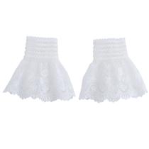 Conjunto de mangas e luvas para mulheres em malha de renda branca