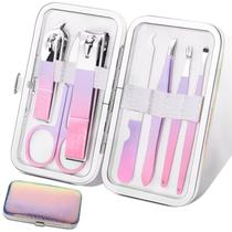 Conjunto de Manicure Aceoce 8 em 1 em Aço Inoxidável - com Estojo de Viagem