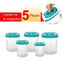 Conjunto de Mantimento 5 Pçs - Porta Alimento Tampa com Rosca - Kit 5 Potes De Mantimentos Plástic - PANAMI Conjunto de Mantimento 5 Pçs - Porta Alimento Tampa com Rosca - Kit 5 Potes De Mantimentos Plástic - PANAMI