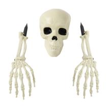 Conjunto de mãos de caveira e esqueleto de Halloween para decoração de jardim
