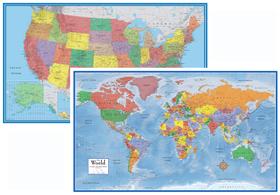 Conjunto de mapas: Swiftmaps World e USA Classic Premier 3D 24x36