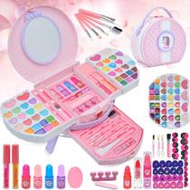 Conjunto de maquiagem Amerrly Kids, lavável, seguro com capa de penteadeira