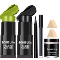 Conjunto de maquiagem BOBISUKA Kit de pintura corporal facial verde claro e preto