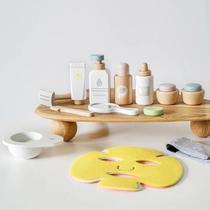 Conjunto De Maquiagem De Brincadeira De Madeira Para Meninas Simulação De Máscara Facial Brinquedo