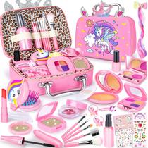 Conjunto de maquiagem GINMIC Pretend Play com bolsa de unicórnio para meninas de 3 a 8 anos Conjunto de maquiagem GINMIC Pretend Play com bolsa de unicórnio para meninas de 3 a 8 anos