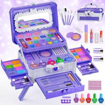 Conjunto de maquiagem Massiuve Kids para meninas com penteadeira e espelho