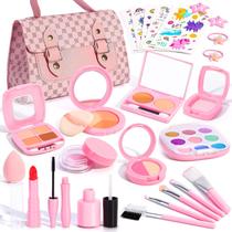 Conjunto de maquiagem para crianças de 3 a 8 anos com maquiagem e bolsa fingidas
