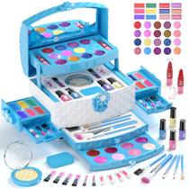 Conjunto de maquiagem PERRYHOME Kids Frozen Blue lavável 56 unidades de 3 a 12 anos Conjunto de maquiagem PERRYHOME Kids Frozen Blue lavável 56 unidades de 3 a 12 anos