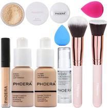 Conjunto de maquiagem PHOERA Foundation Full Coverage com primer e pó