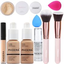 Conjunto de maquiagem PHOERA Foundation Full Coverage com primer e pó