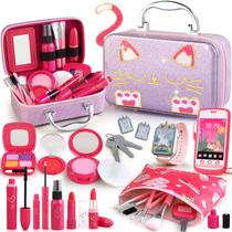 Conjunto de maquiagem Pretend Woumserta Girl Gift com estojo de cosméticos para gatos