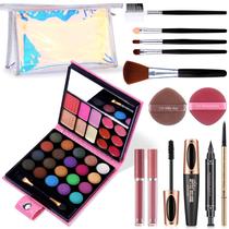 Conjunto de maquiagem QiBest, paleta de 32 cores com pincéis e bolsa para mulheres