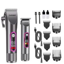 Conjunto de máquina de cortar cabelo elétrica com protetores ajustáveis, display LCD Conjunto de máquina de cortar cabelo elétrica com protetores ajustáveis, display LCD