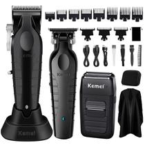 Conjunto de Máquina de Cortar Cabelo Kemei (KM-2299, KM-2296, KM-1102) com Barbeador