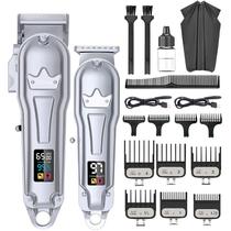 Conjunto de máquinas de cortar cabelo 2 em 1 com display digital e 10 pentes Conjunto de máquinas de cortar cabelo 2 em 1 com display digital e 10 pentes