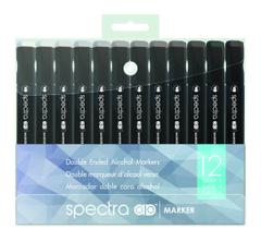 Conjunto de Marcadores AD Spectra Dual-Tip com 12 Cores Cinza Frio Conjunto de Marcadores AD Spectra Dual-Tip com 12 Cores Cinza Frio