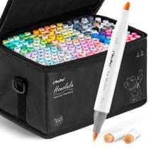Conjunto de marcadores artísticos Ohuhu Alcohol Brush Tip, 168 cores, recarregável