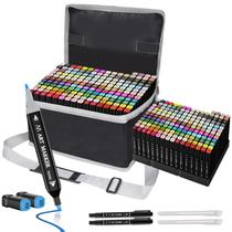 Conjunto de marcadores de álcool Banral 180 cores com ponta dupla e estojo Conjunto de marcadores de álcool Banral 180 cores com ponta dupla e estojo