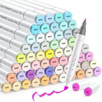 Conjunto de marcadores de álcool Caliart de 61 cores pastel de ponta dupla