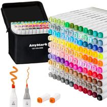 Conjunto de marcadores de álcool de ponta dupla AnyMark de 120 cores