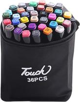 Conjunto de marcadores de arte de 36 cores de ponta dupla caneta marcadora de ponta fina larga com bolsa de transporte